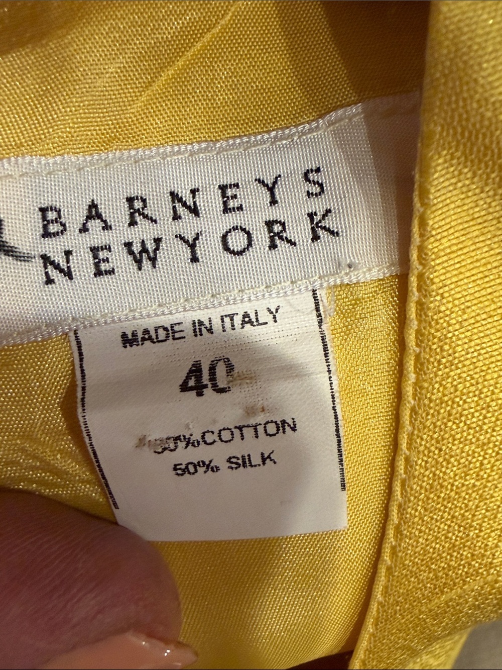 cocktail dress Barneys NewYork Italy yellow silk cotton size 40 8 sheath lined - Picture 4 of 7